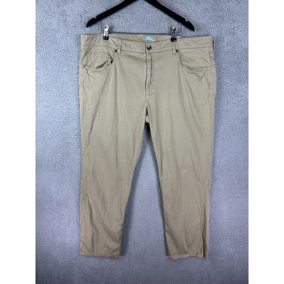 Tommy Bahama Pants Mens 42x30 Khaki Beige Stretch Flat Front Casual Chino Preppy